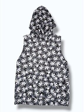 BlackMilk Octopus Print Sleeveless Hooded Top Festival Rave Streetwear Medium